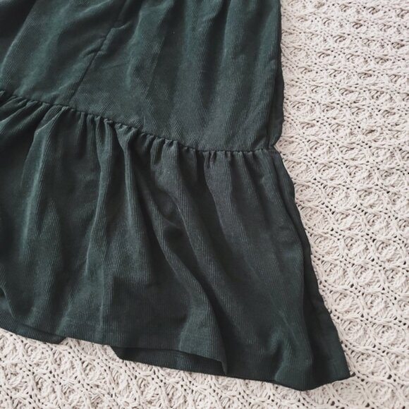 NWT BLACK TAPE Baby Doll Corduroy Drop Waist Emerald Green Dress - Picture 12 of 16